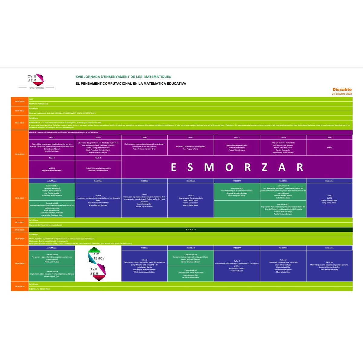 jemcv_jem's tweet photo. Ací està el programa per al dissabte a les #XIVjemcv_XVIIIjem

@semcv
@soccatmat
@sbmxeix
@feemcat https://t.co/E3veLO5I7C