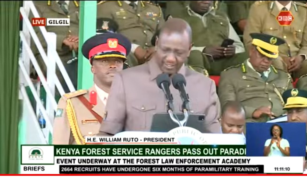 KBCChannel1's tweet photo. Kazi mnayo chukua ni muhimu sana. You are aware of the huge responsibility ahead to keep all unlawful activities like illegal logging at bay. Render your professional service with dignity and unyielding integrity.
#KFSPassingOutParade
#TreesForBetterLives https://t.co/8ibuNv91G7
