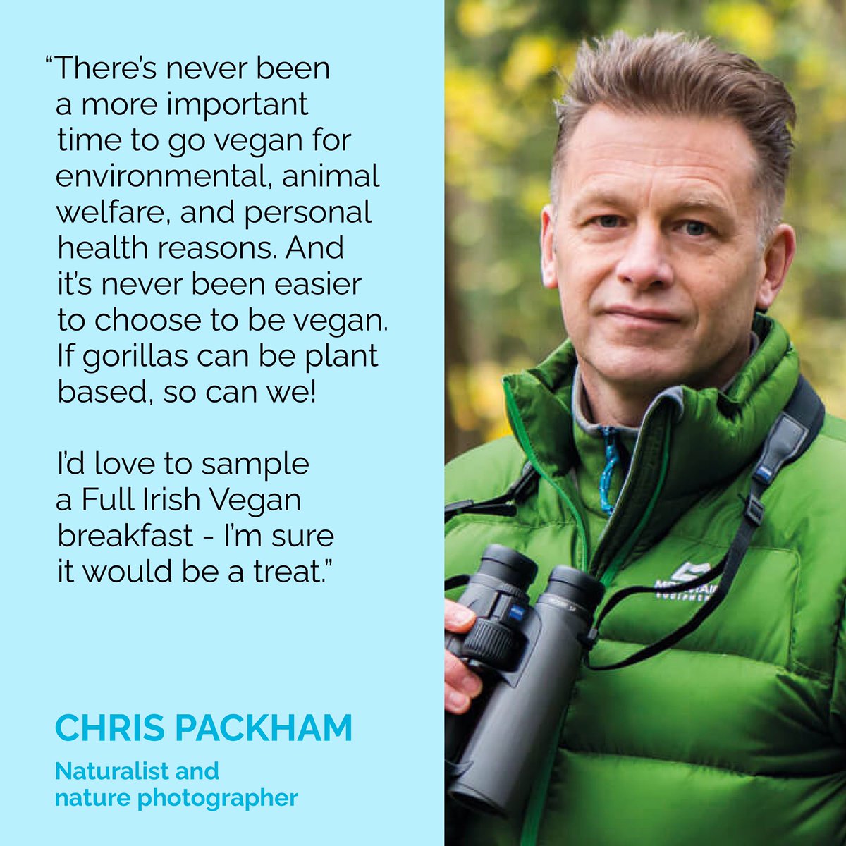 We're delighted that environmentalist and nature photographer Chris Packham is supporting our Full Irish Vegan campaign 💚 Here is his message:
•
•
•
#worldveganday #fullirishvegan #plantbased #healthyliving #climateemergency #animalrights #worldveganmonth #chrispackham