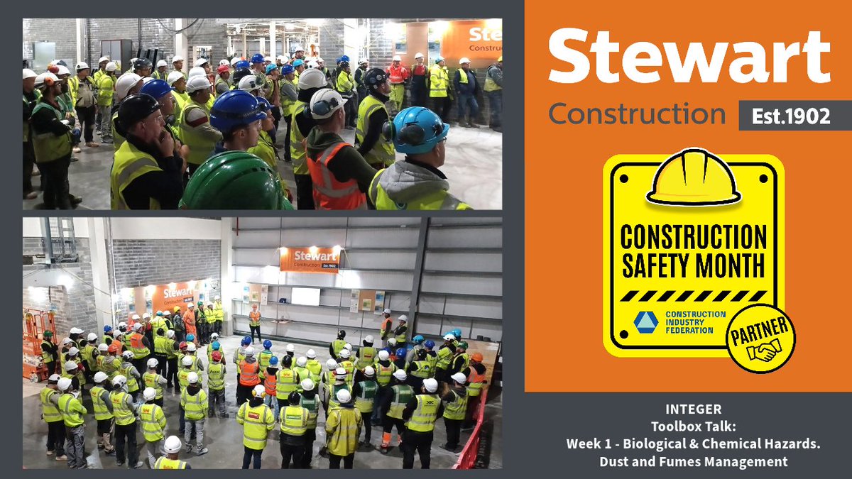 Stewart_Constru's tweet photo. As part of Week 1 of @CIF_Ireland Construction Safety Week 2023 Toolbox Talks were carried out on our Integer site by our Senior H&S Advisor Annie McDermott.
Thanks to all who attended
#CIFSafety23 #CriticalRisks #Construction #Safety #HealthandSafety #Wellbeing https://t.co/VS0CygK7C5