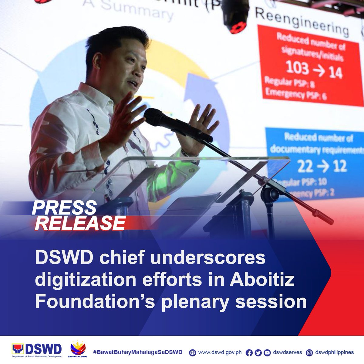 DSWD Secretary <a href="/rex_gatchalian/">Rex</a>  underscored the importance of digital reforms in delivering social protection services and programs to its intended clients at the Aboitiz Foundation’s plenary session on Wednesday (October 11).

READ THIS STORY at: dswd.gov.ph
