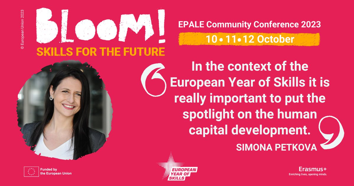 EPALE_EU's tweet photo. 🔴 Ready for this panel? We are live now with @simonapetkova7, @giovannizagni, Edith Hammer, and @StollmeyerEU!
Watch the #EPALECommunityConference at this link ▶️ https://t.co/jlKfyWnMWA
Bloom with the right Skills, #BloomWithEPALE!
#EuropeanYearOfSkills #AdultLearning https://t.co/ATwjUwiwBI