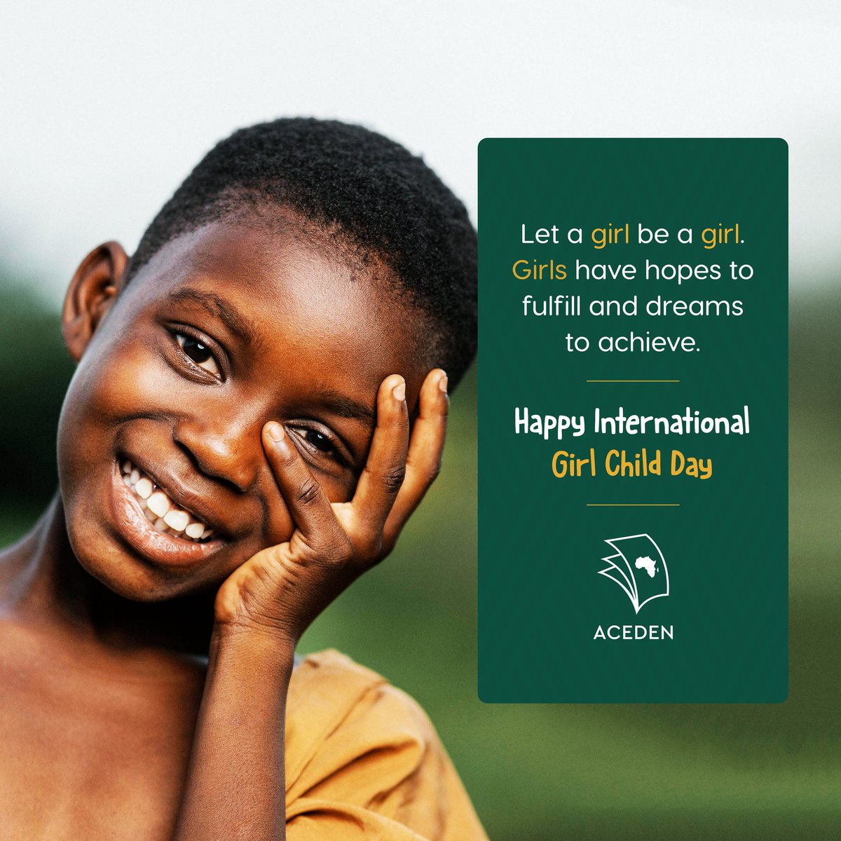 acedenglobal's tweet photo. Today, we celebrate the power &amp; potential of all girls worldwide.

Let every girl chase her dreams, for the world is hers to conquer.

Let's unite to create a world where girls can be themselves, dream big, &amp; shatter every glass ceiling in their path. 

#InternationalDayOfTheGirl https://t.co/QviEInhP0s