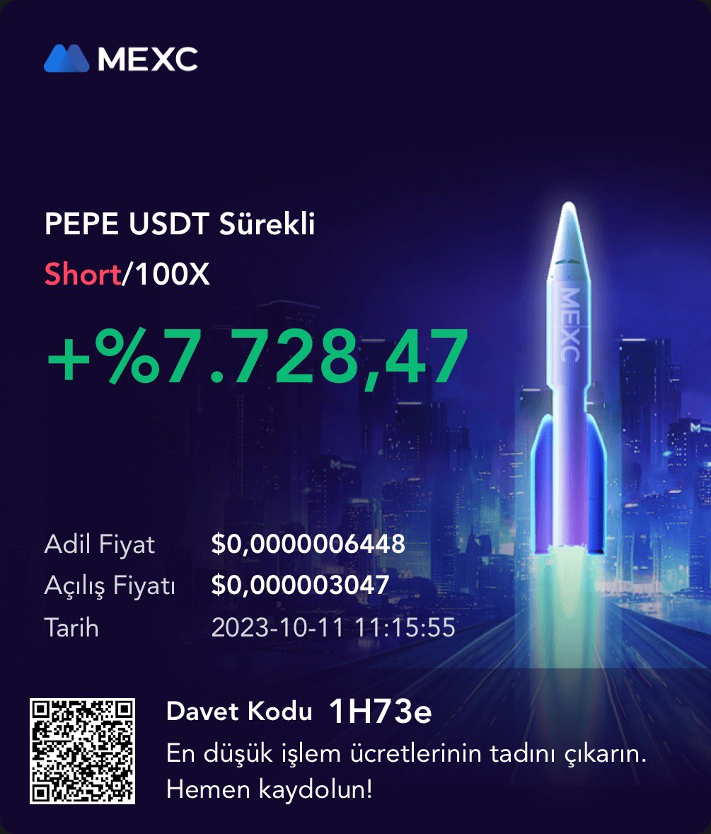 Mayıstan beri taşıdığım #PEPE short pozisyonum an itibariyle %7.728 kara ulaştı. (77x) Piyasanın durumuna göre pozisyonu bir hafta içinde kapatmayı planlıyorum. 73 bin kişiden 3 bin kişi bile bu pozisyonu benimle beraber taşımış olsa, ülkedeki ev, araba fiyatlarını bi tık