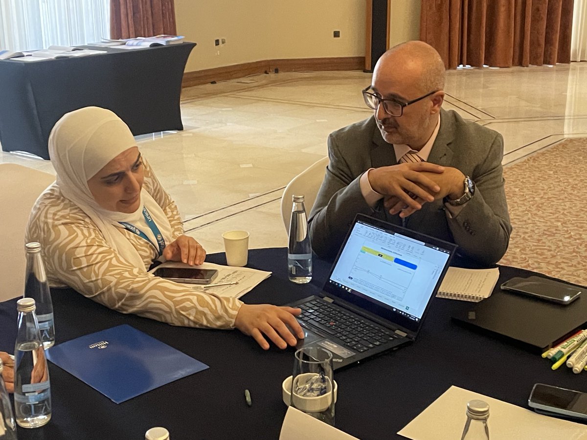GWilsonClark's tweet photo. Analyzing data on student learning with six Directorates of Education to inform the design of learning recovery programs in Jordan’s schools. Great to see the enthusiasm and expertise being shared across colleagues #dataforlearning @UNICEFJordan https://t.co/7bggRxZKSG