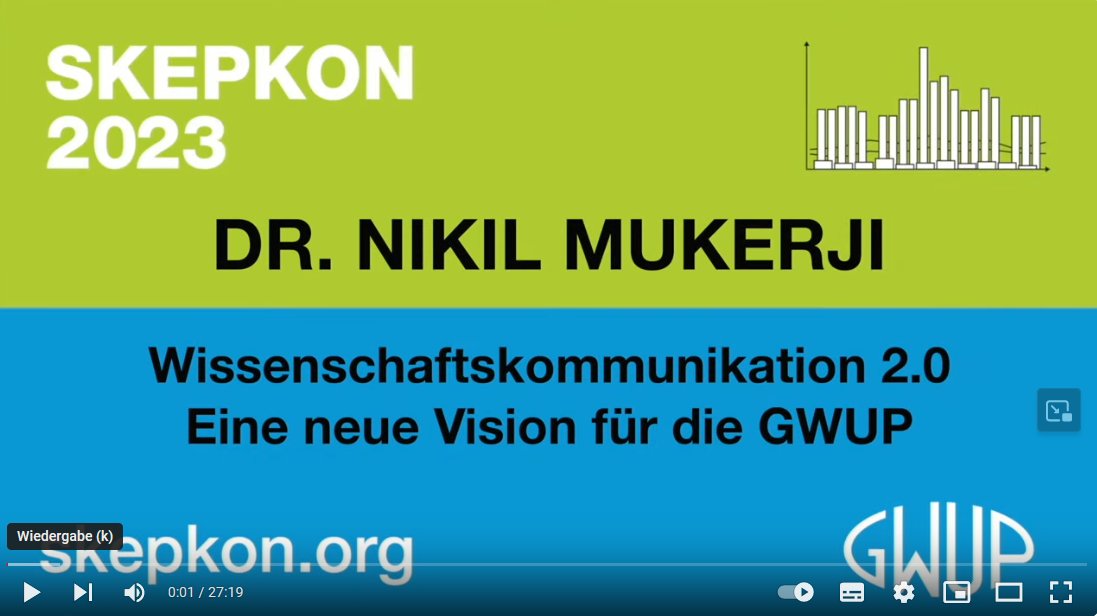 Der Vortrag 'Wissenschaftskommunikation 2.0' von @nikilmukerji ist jetzt als Video online: youtube.com/watch?v=qwuBdA… @skepkon @gwup