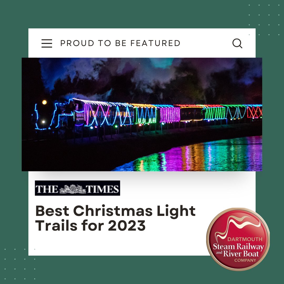We are delighted to have been featured in <a href="/thetimes/">The Times and The Sunday Times</a>  Best Christmas Lights of 2023 feature. ✨🚂✨

Tap here to read the article and scroll down to number 5: thetimes.co.uk/travel/destina…

#dartmouthsteamrailway #christmas #santa #thetrainoflights