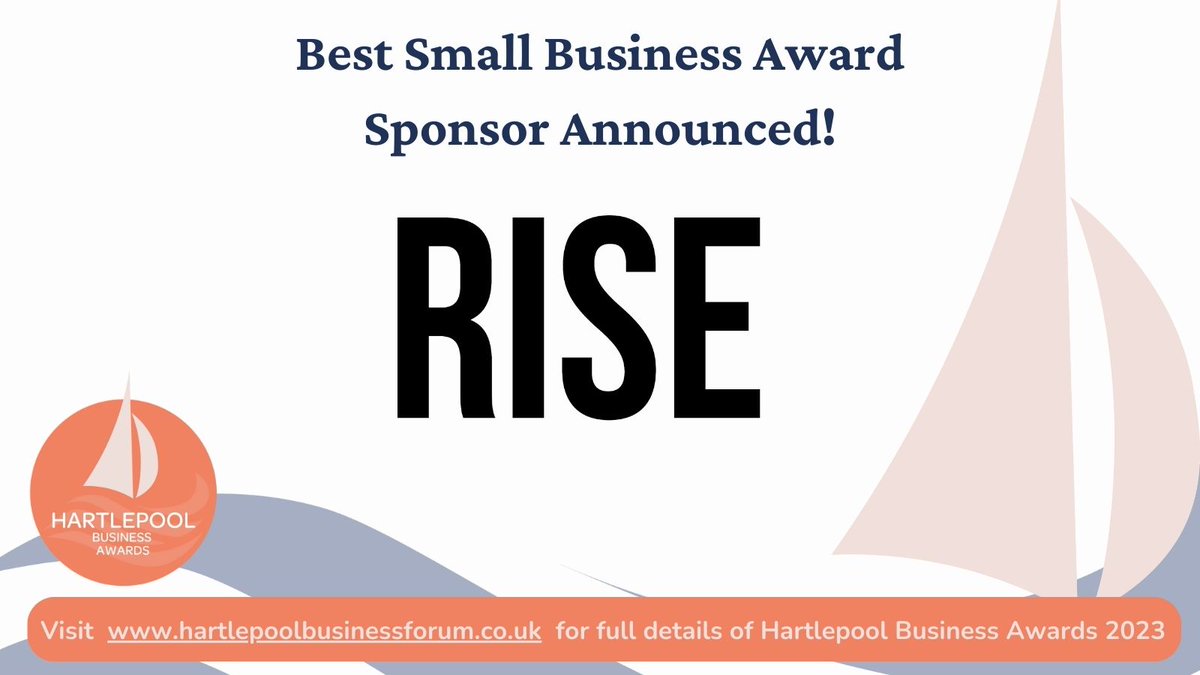 Thank you to RISE Tees Valley CIC the latest sponsor for #HartlepoolBusinessAwards2023 👏
🏆 Sponsoring the Best Small Business Award
⭐ Last change to apply for the Award before applications close tomorrow at 12pm noon lnkd.in/eVEwzyVb