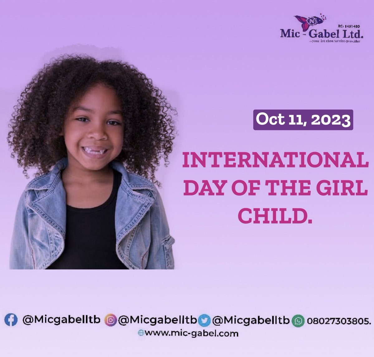 micgabelltd's tweet photo. It is said that girls with dreams become women with vision.

To all little girls, never doubt that you are
valuable and powerful and deserving of every chance and opportunity in the world to pursue and achieve your own dreams.👍

#internationaldayofthegirlchild #micgabel https://t.co/TfdeFR4KUU