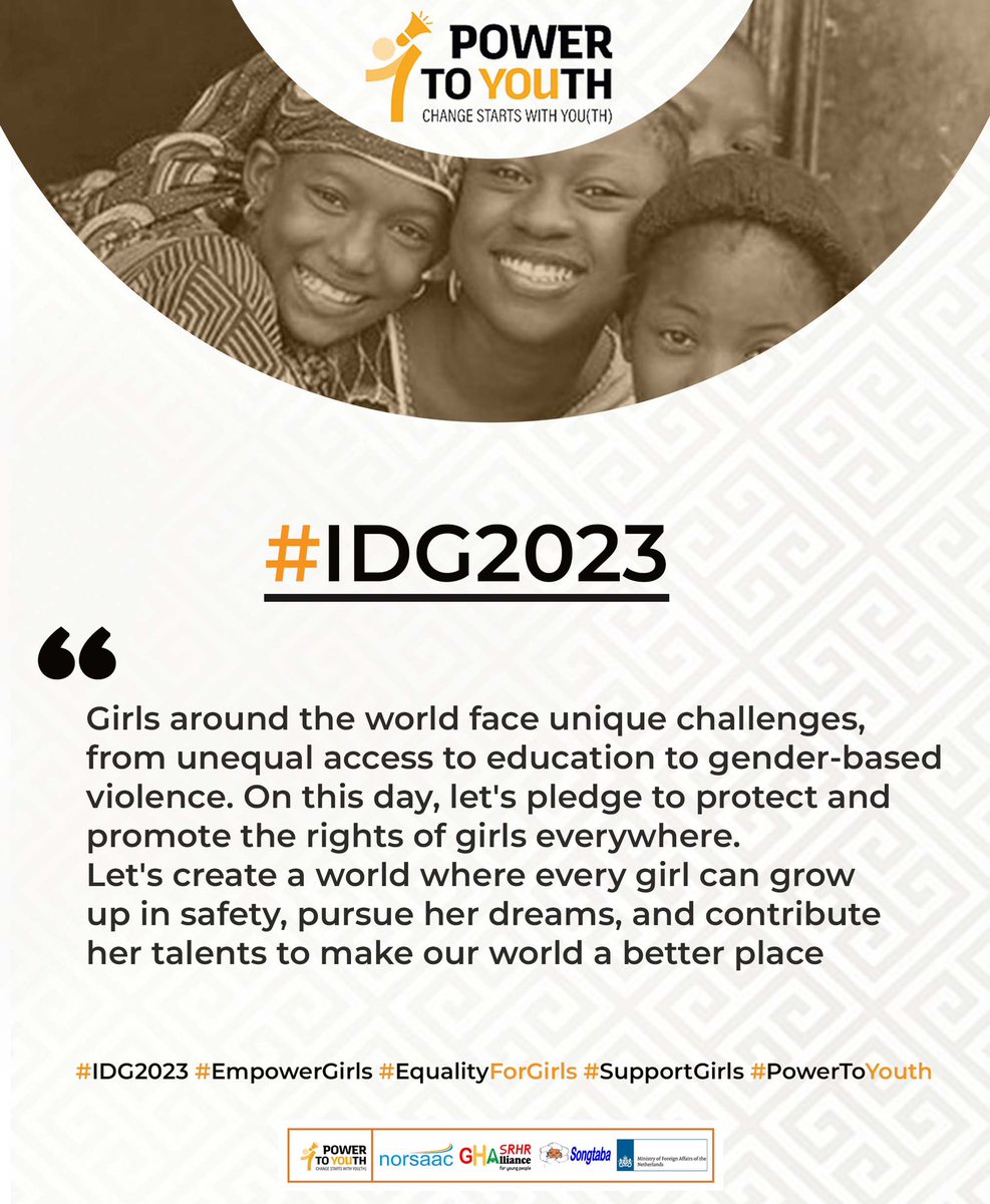 Let's create a world where every girl can grow up in safety, pursue her dreams, and contribute her talents to make our world a better place.
#IDG2023 #EmpowerGirls #EqualityForGirls #SupportGirls #PowerToYouth