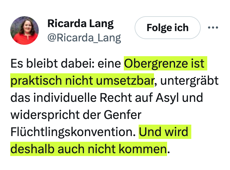Komm' Ricarda. Noch ein paar weitere von diesen Posts und ihr seid unter 10 Prozent. Teilt das.