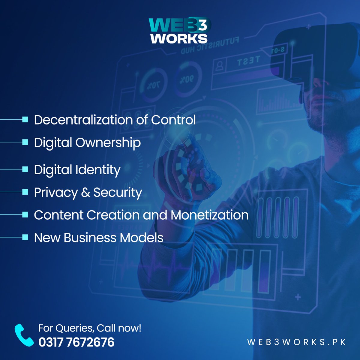 🌐 Web3: Decentralized control, digital ownership, and trust-driven innovation. Join the revolution. 🚀💡🔒

Visit: web3works.pk
Call: 0317-7672676

#Web3Workspak #Blockchaininnovation #coworking #CoworkingSpace #web3 #blockchain #Web3