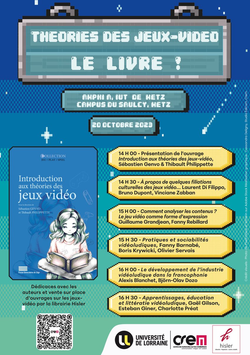 Présentation de notre ouvrage à Metz avec <a href="/SebastienGenvo/">Sébastien Genvo, https://bsky.app/profile/sebgenvo</a> <a href="/Crem_UL/">Centre de recherche sur les médiations</a> @UCLouvain_be, avec la participation de nombreu.se.x autrice.eur.s en Sciences du Jeu. Trop hâte 😍.