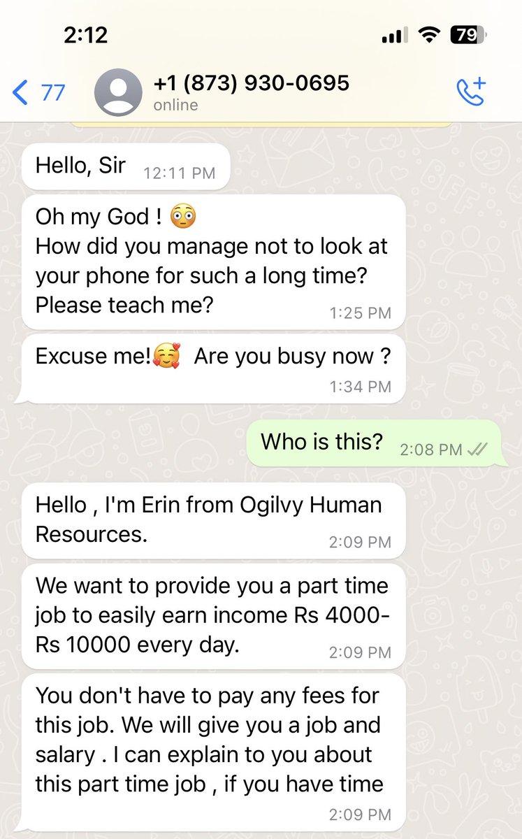 dennismathew's tweet photo. @Ogilvy there seems to be scam using your name. Here is a screenshot. https://t.co/DcZF7VmpHW