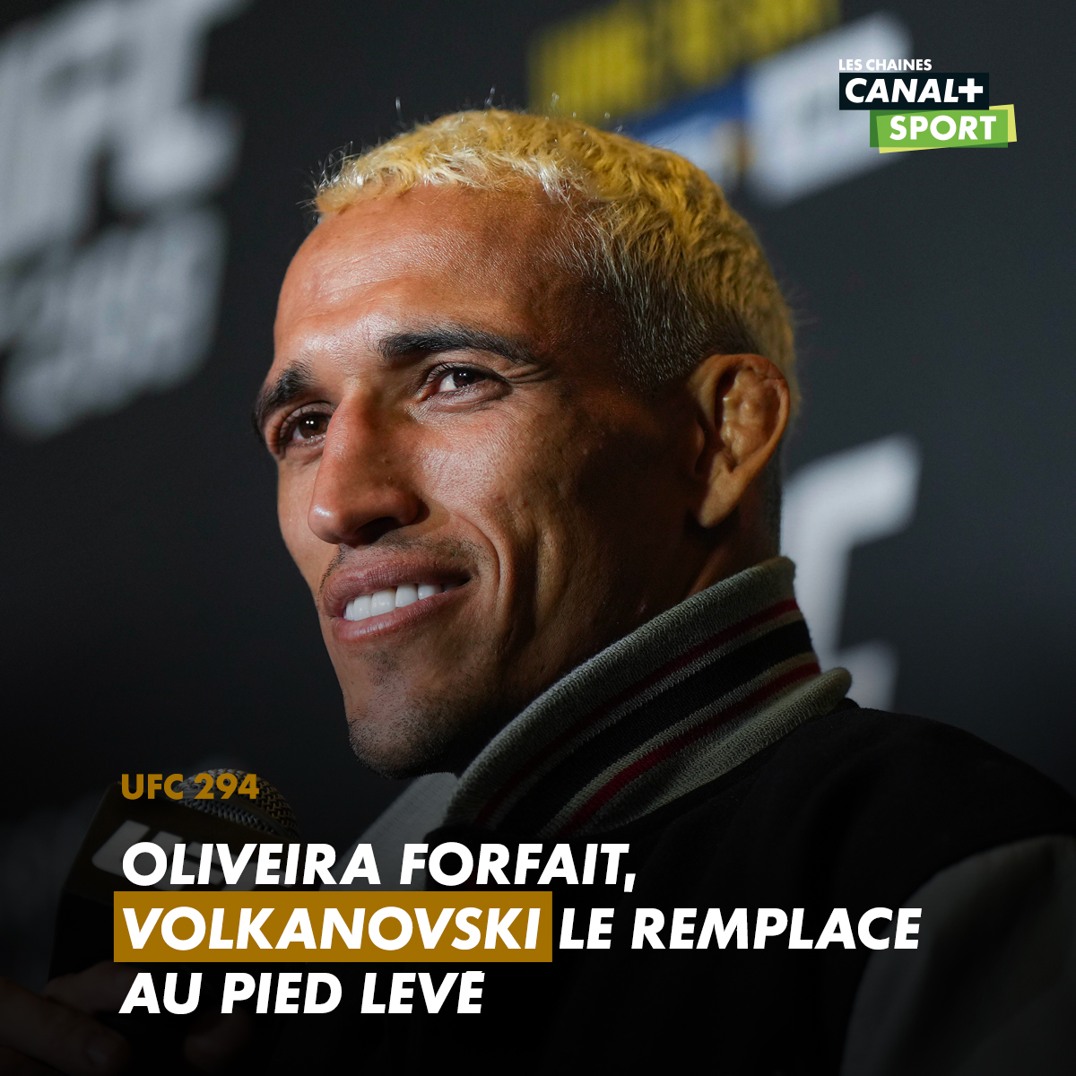 cplussportafr's tweet photo. #UFC294 🥊 - Forfait après s'être coupé à l'arcade sourcilière lors d'un sparring, Charles Oliveira cède donc sa place à Alexander Volkanovski en vue de l'UFC 294. https://t.co/c3RWG4RcLP