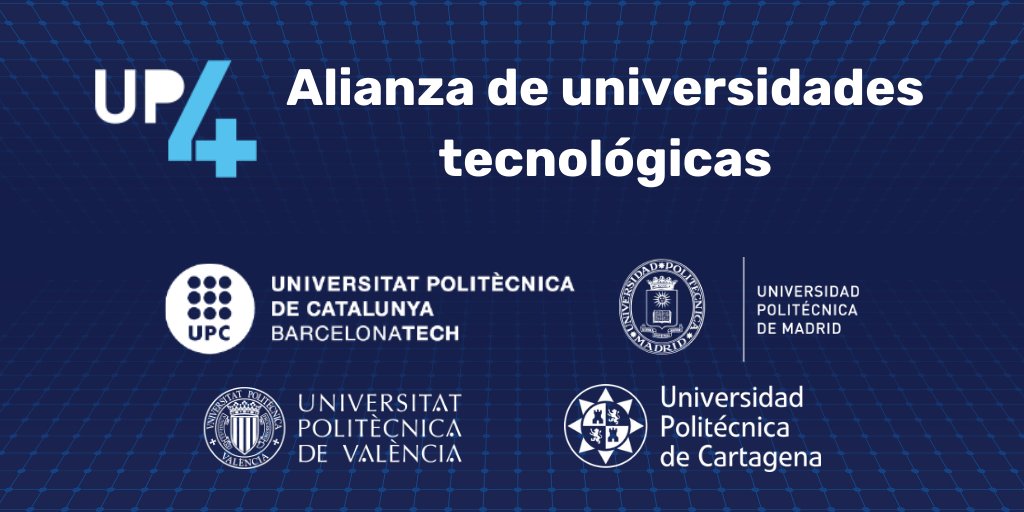 👩‍🏫UP4 es la asociación que reúne a las cuatro universidades politécnicas españolas

🧠Su actividad se extiende a todos los ámbitos universitarios: la docencia, la investigación, la transferencia de conocimiento y la innovación