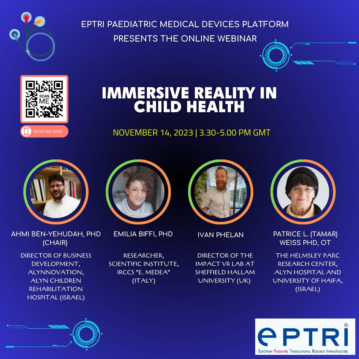 Our 2nd webinar is out! 💻“Immersive reality in child health” 📆 14th of November 2023 (3.30-5.00 pm GMT) Registration 👉 forms.gle/iwFKfjjz9VvUXs… More info available on eptri.eu/educational-re… #medicaldevices #research #children #Health
