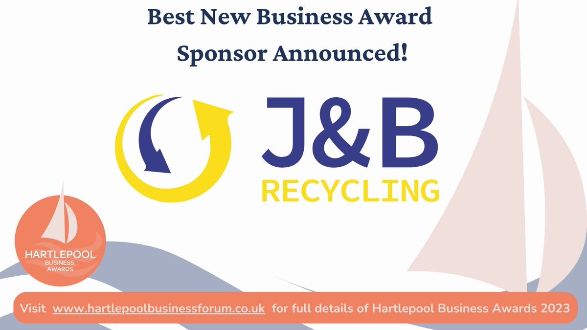 Best New Business Award sponsor announced as J&amp;B Recycling Ltd for #HartlepoolBusinessAwards2023👏 🏆