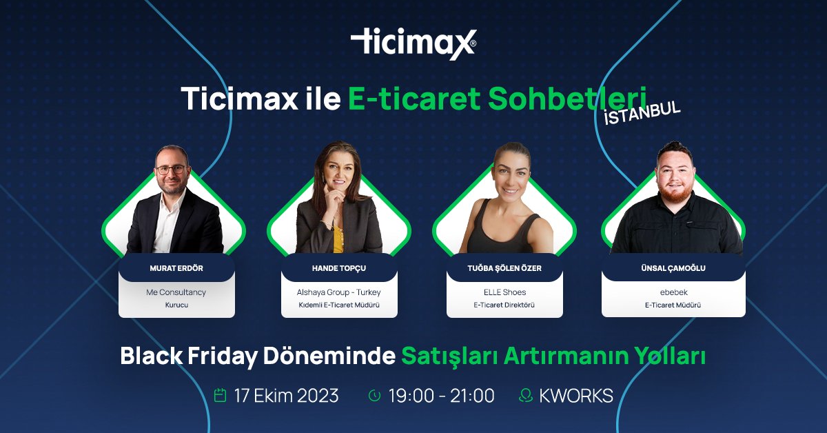 ❤️ 17 Ekim akşamı ELLE Shoes E-Ticaret Dir. Tuğba Şölen ÖZER, Alshaya Group Türkiye Kıdemli E-Ticaret Müd. Hande Topçu ve ebebek E-Ticaret Müd. Ünsal ÇAMOĞLU ile Black Friday döneminde satışları artırmanın yollarını konuşacağız, bütün dostları bekleriz.

faydalisohbetler.com/event/black-fr…