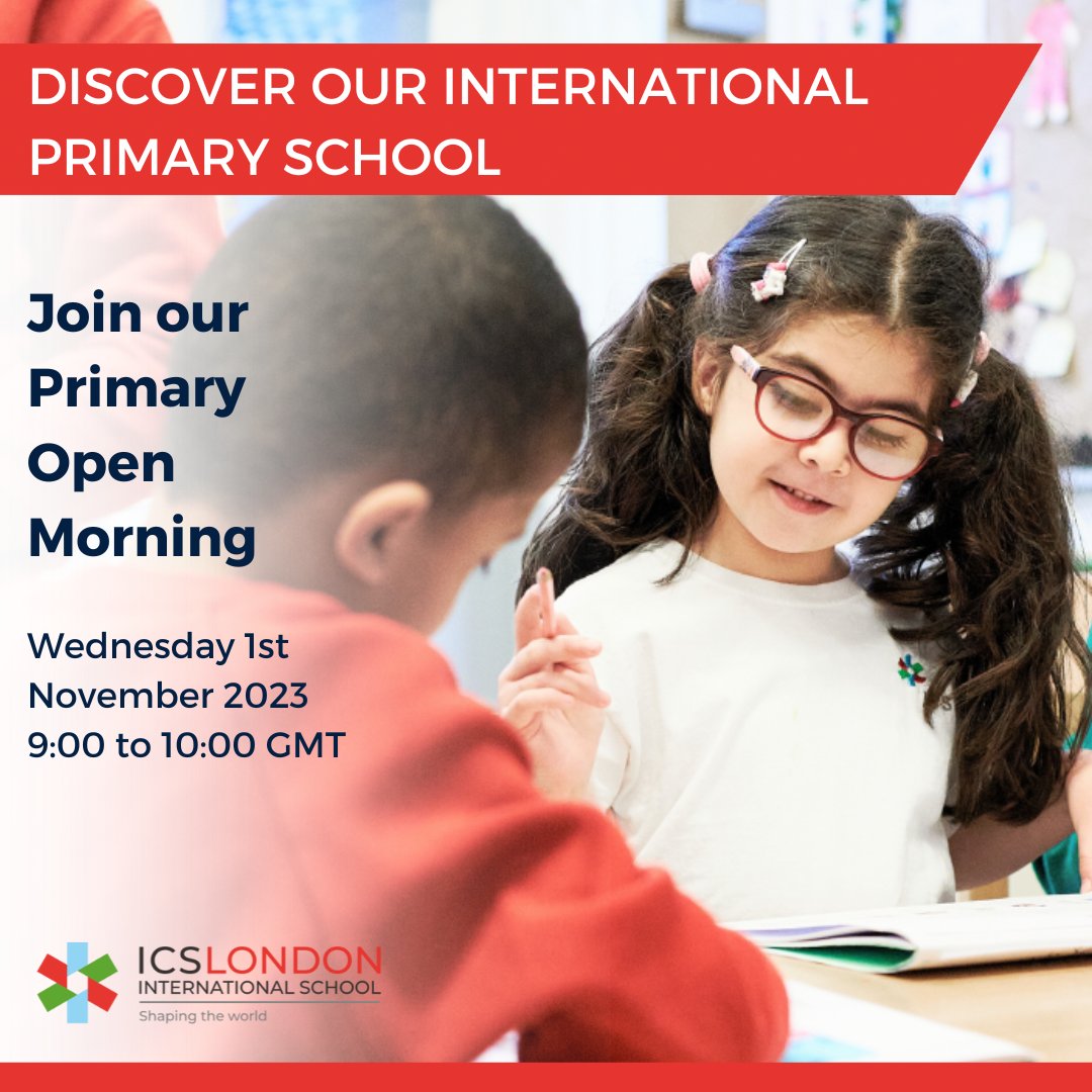ICSLondon's tweet photo. Is your child looking at starting Primary School (Year 1) in September 2024? Are you interested in finding out more about our PYP offer? Join our Primary School Open Morning on Wednesday 1st November from 9.00 to 10.00 GMT! DM us to find out more about attending the event! 🎒 https://t.co/MCvN1yuSEn