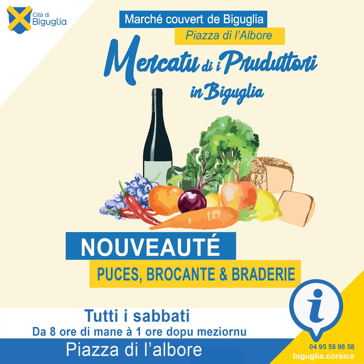 Mercatu di i pruduttori 😊

📅Tutti i sabbati
⏰ Da 8 ore di mane à 1 ore dopu meziornu
📍 Piazza di l'Albore
------

Marché des producteurs !

‼️Nouveauté !
➡Puces
➡Brocante
➡Braderie

📅Tous les samedis
⏰ De 8h à 13h
📍 Piazza di l'Albore