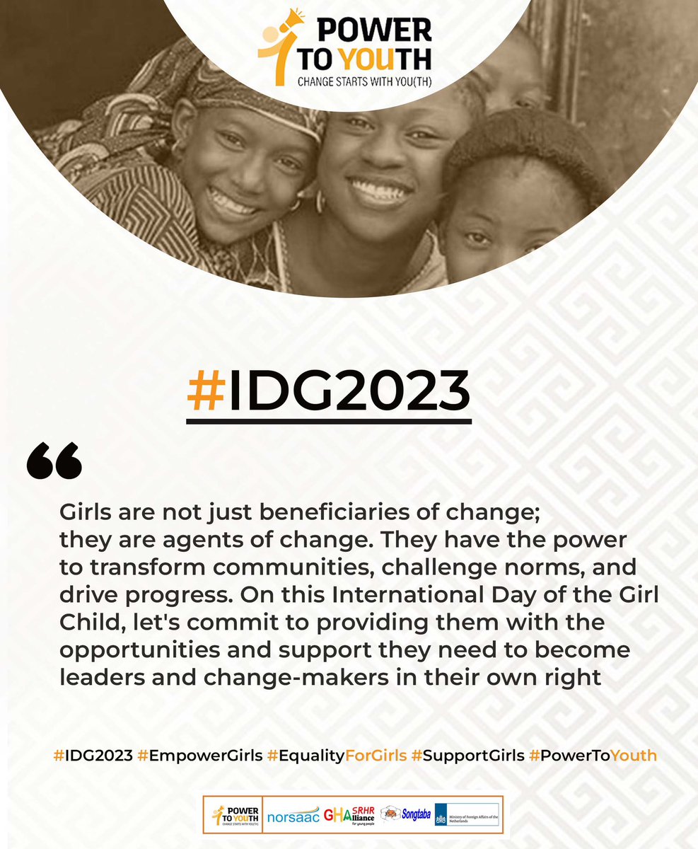 Girls are not just beneficiaries of change; they are agents of change. They have the power to transform communities, challenge norms, and drive progress.
#IDG2023 #EmpowerGirls #EqualityForGirls #SupportGirls #PowerToYouth