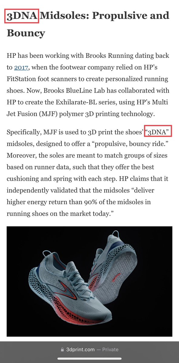 PotentialNames's tweet image. #3DNA in the news 📰 

“Berkshire Hathaway’s Brooks Running Taps @HP for 3D Printed Running Shoes made with 3DNA midsoles designed to offer a propulsive, bouncy ride.”

We own 3DNA .com, a super premium domain registered since 1998! 💎

- 3dprint.com/303943/berkshi… #dna #dotcom #3D