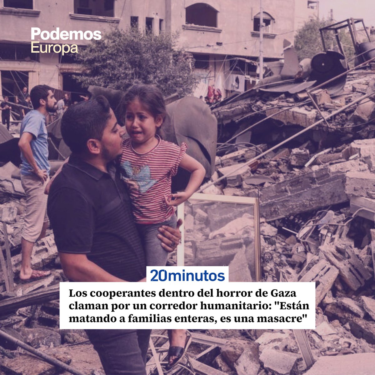 EuroPodemos's tweet photo. La prioridad de la comunidad internacional debe ser:

🛑Fenar de inmediato la masacre de la población civil.

➡️Facilitar corredores humanitarios para dejar salir a los civiles de Gaza, las zonas de combate en Israel y los territorios ocupados.

🆘Exigir la entrada de ayuda humanitaria y equipos de emergencia.