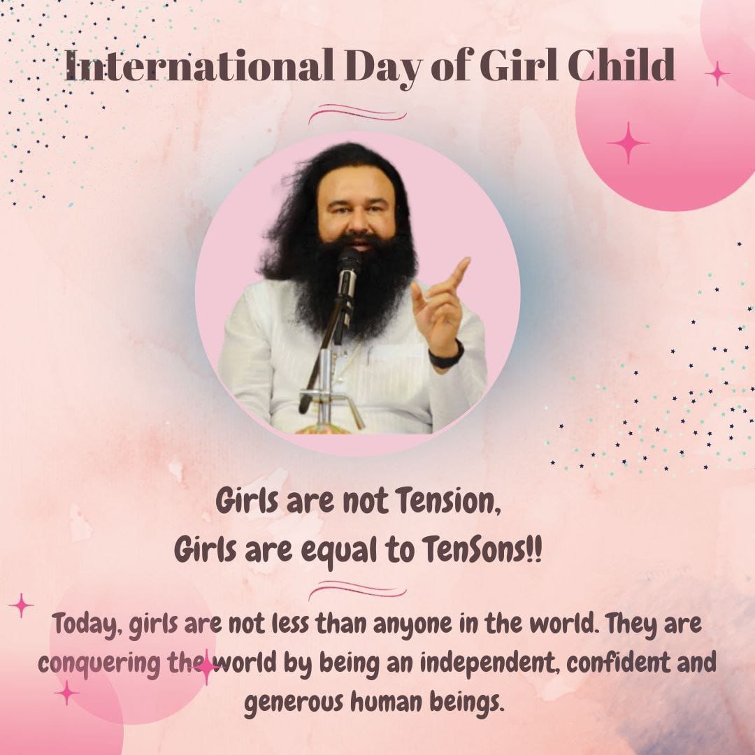 Education is the key to unlock the golden door of freedom. Give it to your daughter to fly high in the open sky. #InternationalDayOfGirlChild. Saint Gurmeet Ram Rahim Ji started many initiatives for girl empowerment which are following by Dera Sacha Sauda volunteers worldly.