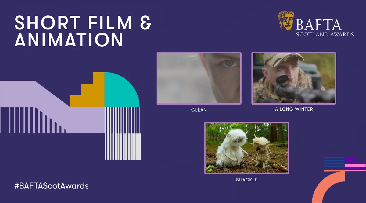 📹🎨 The nominees for Short Film &amp; Animation are:

✨ CLEAN
✨ A LONG WINTER 
✨ SHACKLE

#BAFTAScotAwards