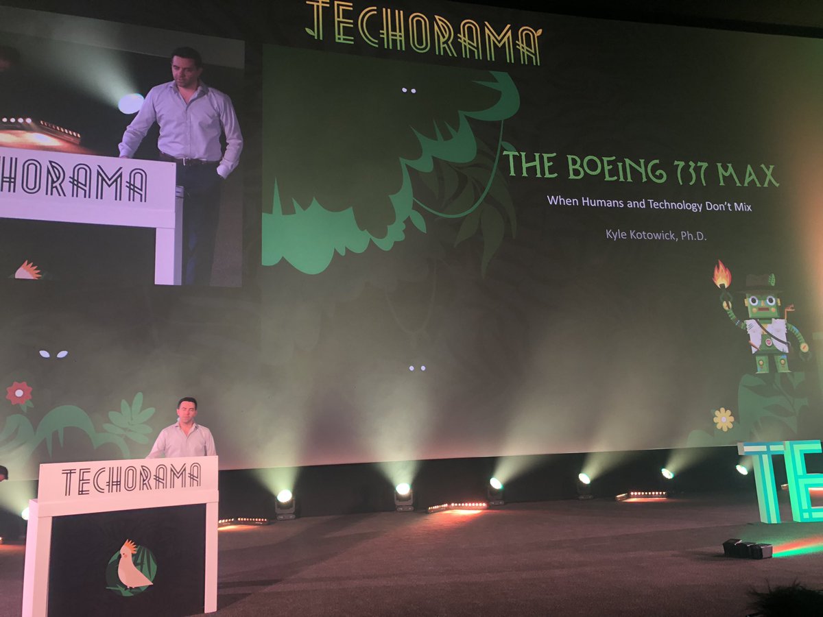 Humans and technology, always an interesting topic. <a href="/KyleKotowick/">Kyle Kotowick, Ph.D.</a> will talk about the Boeing 737MAX. 
#techorama