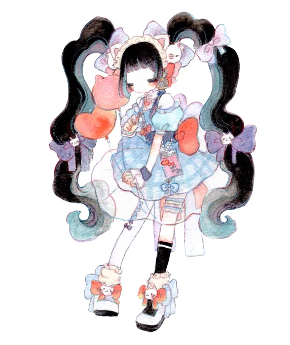 Azaleaさんからアートトレイン繋いでもらいましたありがとうございますアートの電車出発します〜!!(目を瞑った女の子を描いております) 