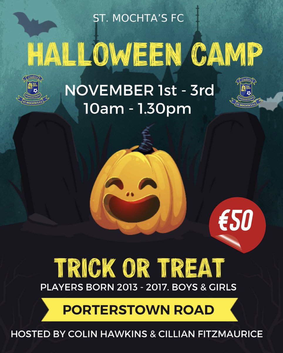 🚨 Limited places now available for our #Halloween2023 camp. 

Please book soon to avoid disappointment. 
🎃⚽️

👉🏻 shorturl.at/ouFL9