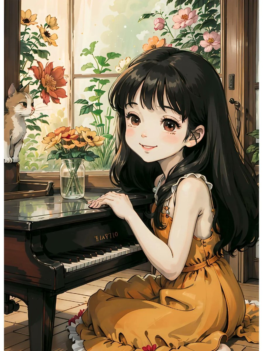 The girl under the piano keys plays friendship and warmth 🌈