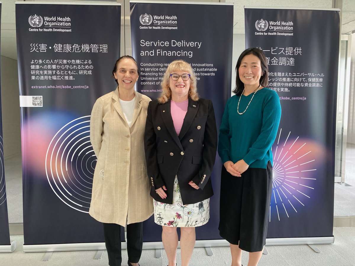 WHO Centre for Health Development (@whokobe) on Twitter photo We were delighted to welcome Professor Julie Byles <a href="/Uni_Newcastle/">University of Newcastle</a>! We talked about our project on unmet need for health & social care of older persons especially in low & middle-income countries where health/functional decline occur at a younger age than in high-income countries. We were delighted to welcome Professor Julie Byles <a href="/Uni_Newcastle/">University of Newcastle</a>! We talked about our project on unmet need for health & social care of older persons especially in low & middle-income countries where health/functional decline occur at a younger age than in high-income countries.