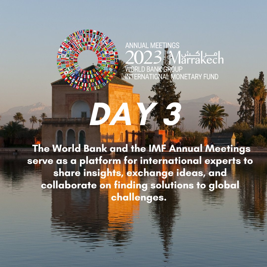 MoroccoAM2023's tweet photo. 🔸Day 3⃣of the #AnnualMeetings of the @Worldbank and the @IMFNews : Global collaboration in action!
▶️ Experts are discussing public #finance, #healthcare crises, #climate, and much more.
Stay tuned: these discussions have a global impact!
🌍 #AM2023 #RoadtoMarrakech https://t.co/mU1tpGAqvt