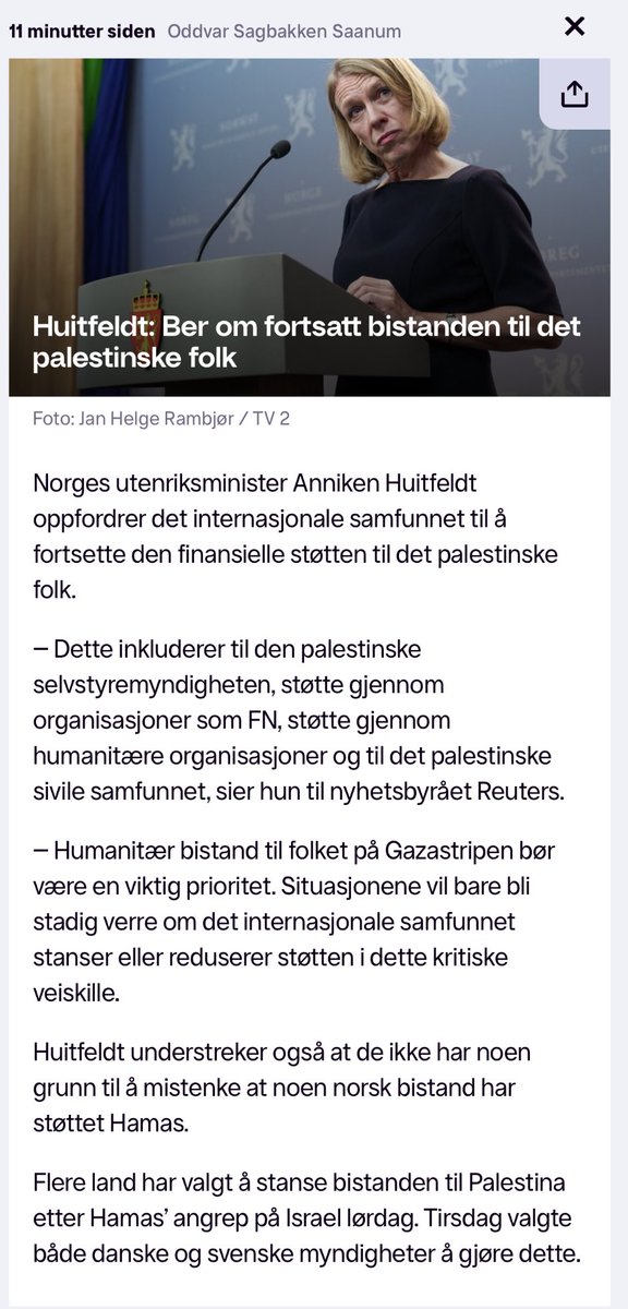 Dette er så viktig. I dag er jeg veldig glad for at <a href="/AHuitfeldt/">Anniken Huitfeldt</a> er utenriksminister