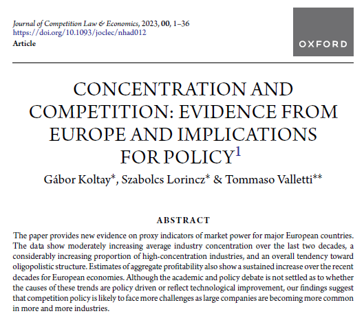 Everything you always wanted to know about industrial concentration in Europe over the past 20 years.

Joint work with Gábor Koltay and Szabolcs Lorincz <a href="/EU_Competition/">EU Competition</a>, forthcoming <a href="/OxUniPress/">Oxford University Press</a>.

So... what happened to concentration? 1/2