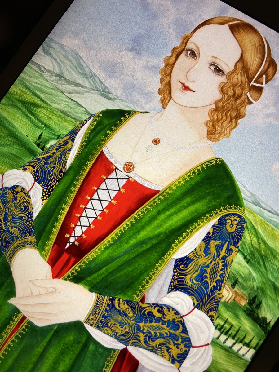 Send a lady from Florence.

#renaissance #italianrenaissance #simonettacattaneovespucci #simonetta #botticelli #historicalwomen #medici #historicalcostume #florence #15th 

#artreels #artreel #watercolor #illustrator #illustratoruk