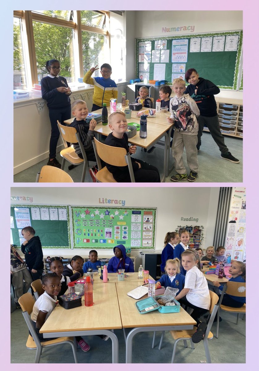 MrsFaryma's tweet image. P5/6 had a great time enjoying social snack with P2 today #SocialSnack #HWBWeek @MissJBackman @SeatonPSchool 😋