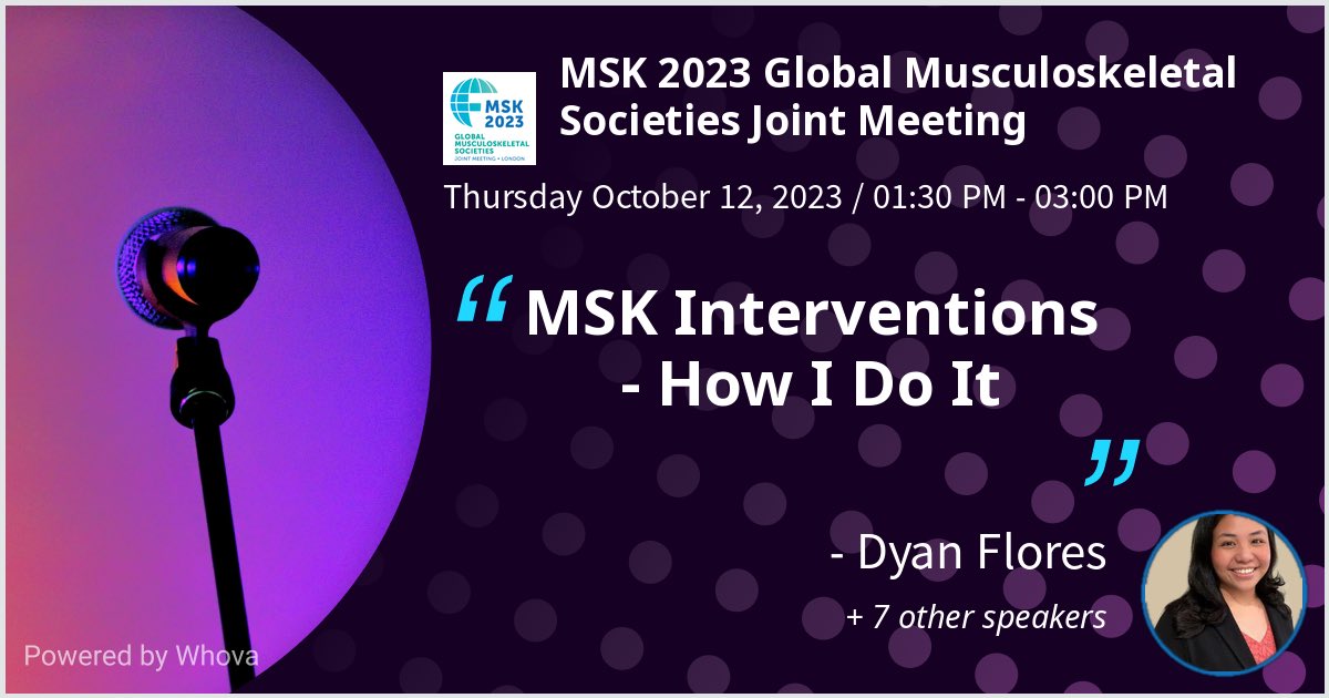 Check out my talk on interventions (or just come say hello !) at the MSK 2023 Global Musculoskeletal Societies Joint Meeting - via #Whova event app #ISS2023 #MSKrad #radres