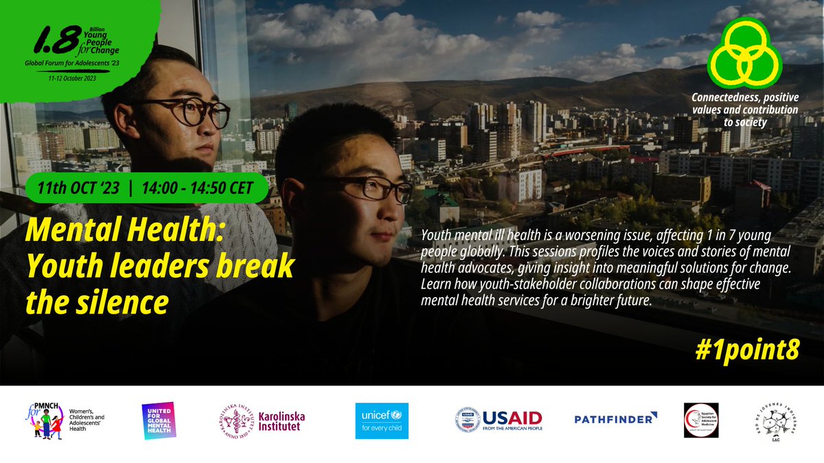 Thrilled for #mentalhealth to be high up on the agenda of the Global Forum for Adolescents. ✨ Join us at 14:00 CET, as youth leaders break the silence about adolescent mental health. click.pstmrk.it/3s/inevent.com… #1point8 @PMNCH @LancetYouth @SeikaBrownn