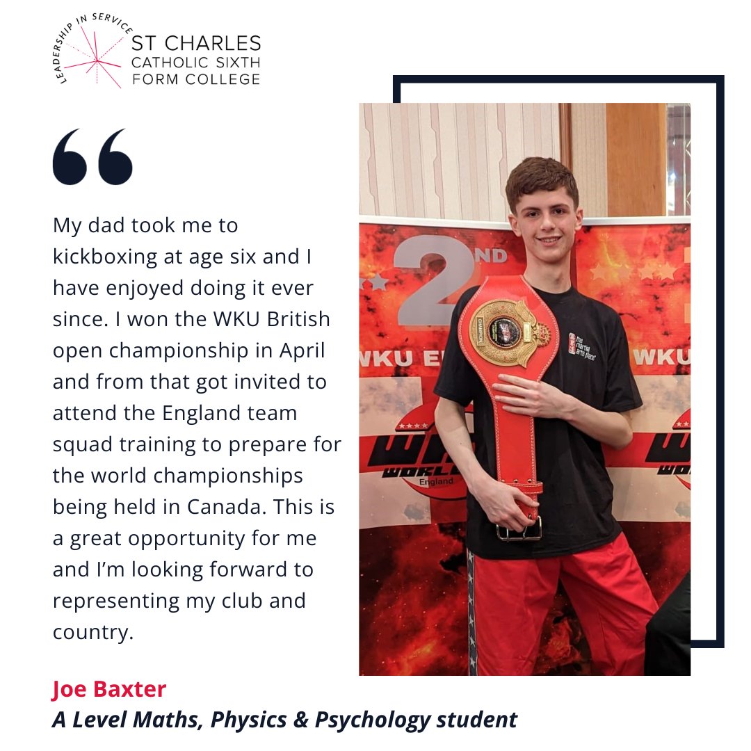 ⭐Good Luck next week Joe! Representing Team England at the WKU World Championships taking place in Calgary, Canada, we couldn't be more proud and wish him and the England Team all the best for the competition. #wearestcc #studentpraise #wkuworldchampionships #stcharles