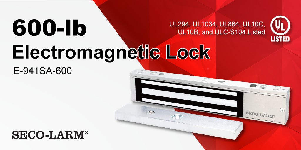 secolarm1's tweet photo. SECO-LARM Electromagnetic Locks are UL Certified to provide the utmost protection against doorway intrusion, using electromagnetic fields to secure the lock to the armature plate and hold up to 1200-lbs of force.
Visit https://t.co/SNszXqUsQy
#SECOLARM #UL294 #maglock https://t.co/HLPFPDCTcW