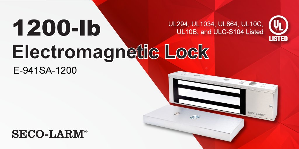 secolarm1's tweet photo. SECO-LARM Electromagnetic Locks are UL Certified to provide the utmost protection against doorway intrusion, using electromagnetic fields to secure the lock to the armature plate and hold up to 1200-lbs of force.
Visit https://t.co/SNszXqUsQy
#SECOLARM #UL294 #maglock https://t.co/HLPFPDCTcW