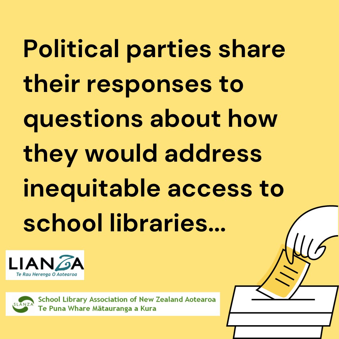 Questions prepared by LIANZA and SLANZA were sent to New Zealand political parties to answer before the election in October 2023. They included key questions for the sector. We have showcased the school library specific questions and responses here:
slanza.org.nz/news/political…