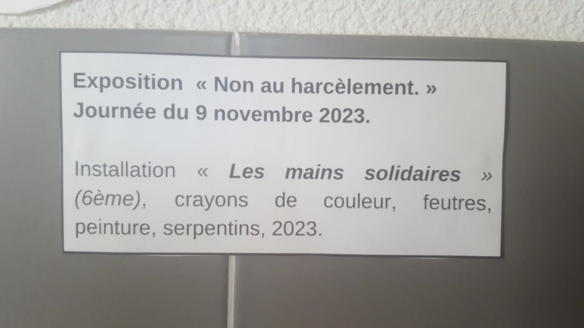 La journée Non Au Harcèlement, programmée le jeudi 9 novembre, se prépare artistiquement au collège Paul Bert. <a href="/acversailles/">Académie de Versailles</a> <a href="/VilledeChatou/">Ville de Chatou</a> #nah