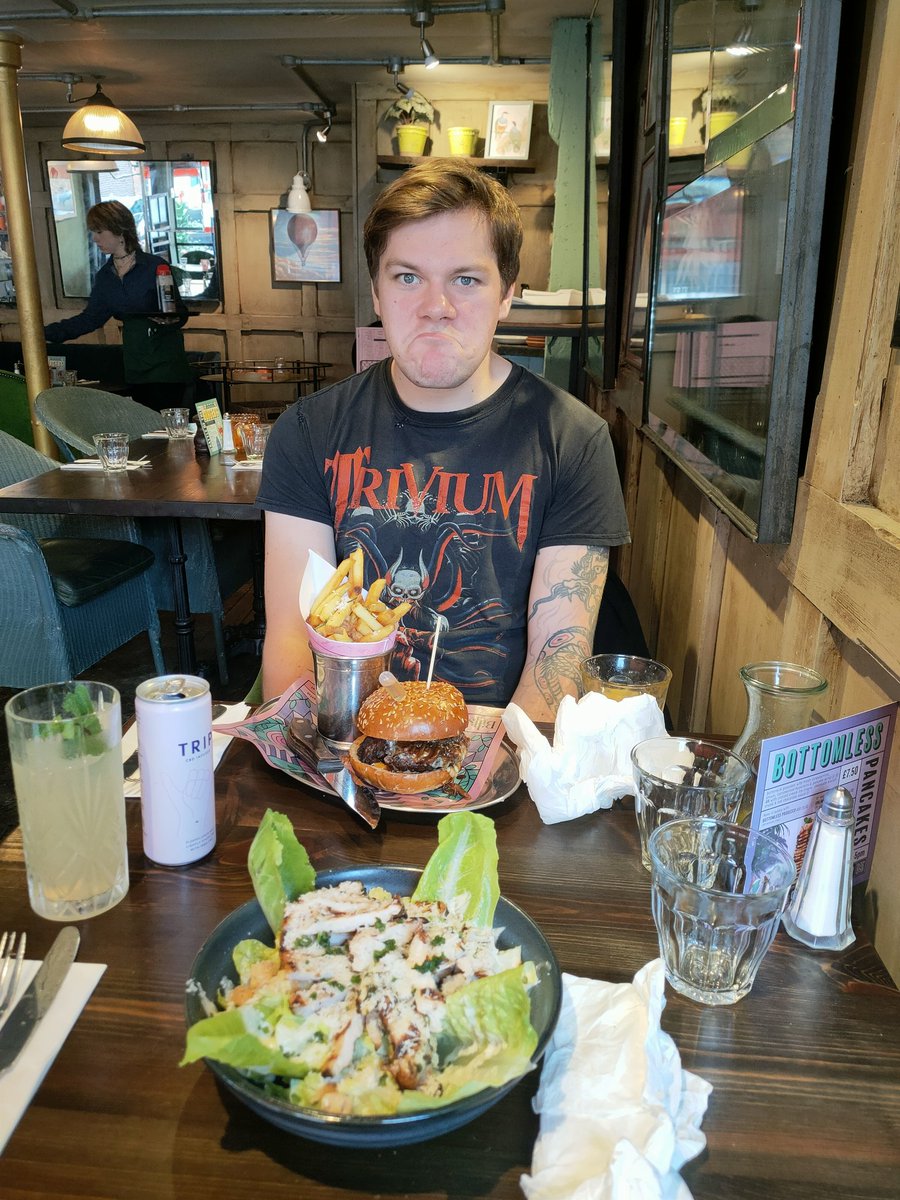 Me: 😁👋📸 
Him: I just want to eat my burger!