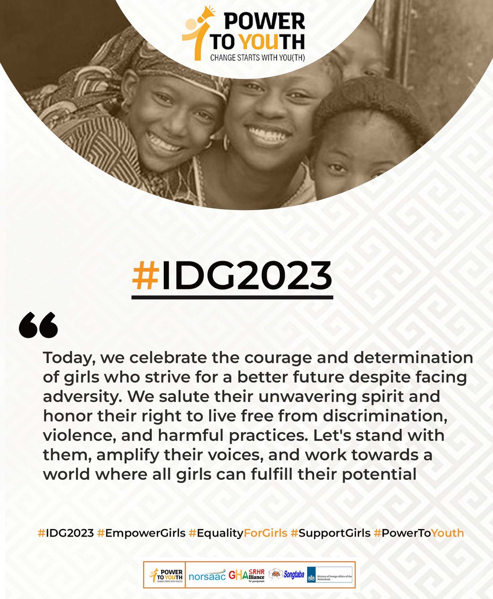 Today, we celebrate the courage and determination of girls who strive for a better future despite facing adversity.
#IDG2023
#EmpowerGirls
#EqualityForGirls
#PowerToYouth
#SupportGirls
<a href="/norsaac/">Norsaac</a>