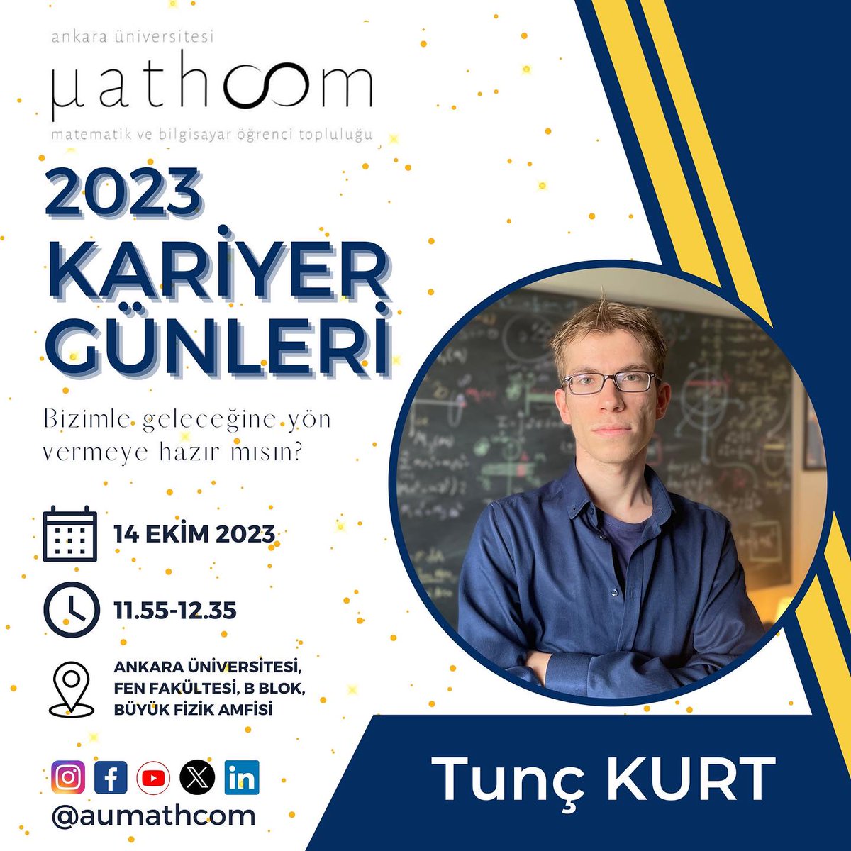 tunckurtmat's tweet photo. 14 Ekim Cumartesi günü Ankara Üniversitesi Fen Fakültesi, Fizik Amfisinde olacağım. https://t.co/cQBha18CtK